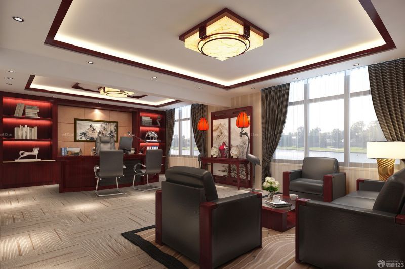 2025最新办公室家具会客大厅吊顶设计装修效果图