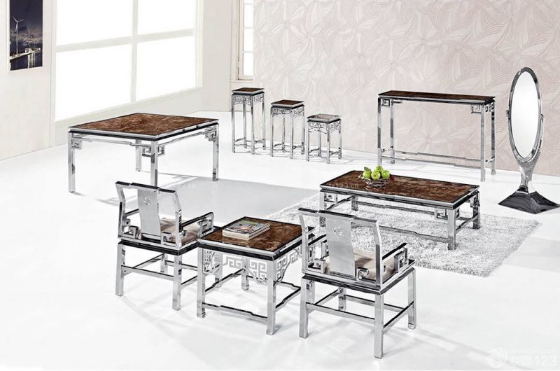 现代简欧风格不锈钢金属桌椅效果图大全
