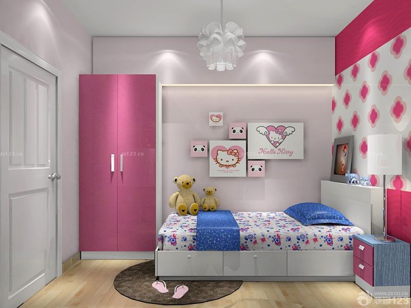可爱儿童房间衣柜粉色门装修设计图片大全