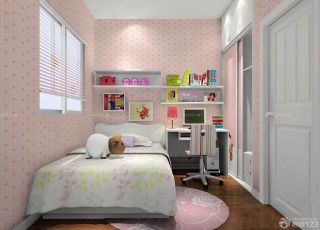 粉色墙面小户型儿童房设计图片欣赏