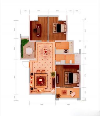 2023三室一厅一卫80平米小户型平面图 