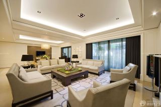 144平米房屋白色美式沙发装修设计效果图