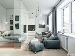 40平米一居室 小户型客厅卧室一体装修设计效果图欣赏