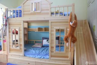 实木儿童床带滑梯设计装修效果图片