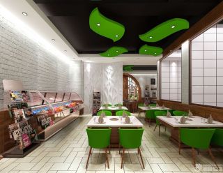 2023最新中式快餐店艺术吊顶装修效果图欣赏