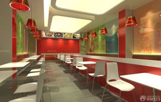 中式快餐店艺术吊顶装修设计图片欣赏