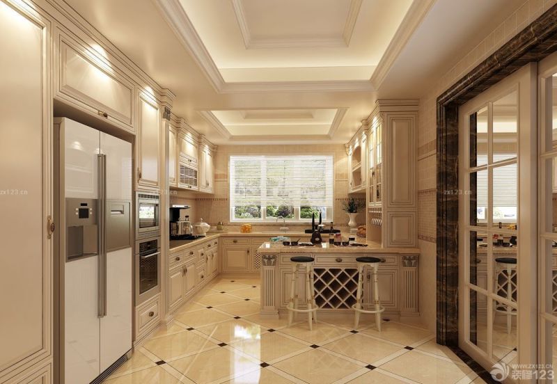 美式别墅家庭厨房门装修效果图片