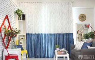 最新35平米小户型客厅地中海风格窗帘设计图片 