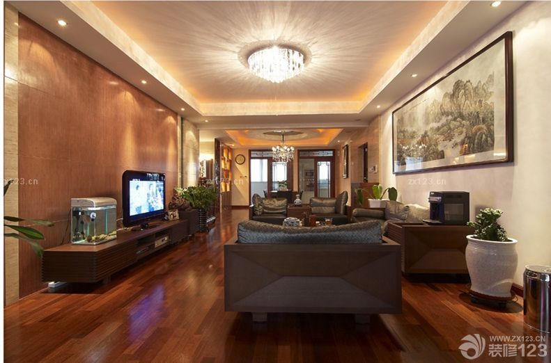 新古典客厅实木地板贴图装修效果图欣赏