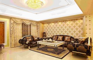 沙发背景墙金色墙面装修设计效果图欣赏