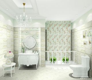 2023家装卫生间浴室暗花瓷砖装修案例