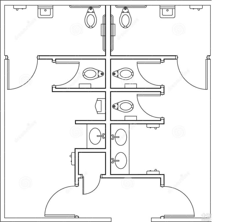 私人会所公共卫生间平面图设计