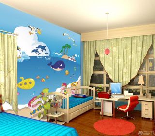 儿童房卧室隐形门墙绘设计效果图