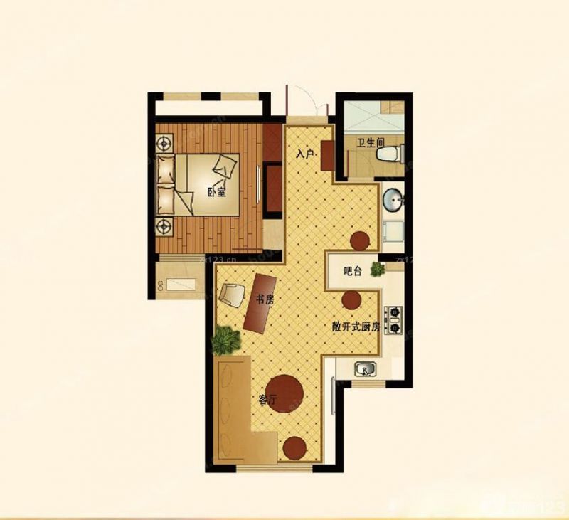 创意30平米小户型平面图酒店式公寓设计图片
