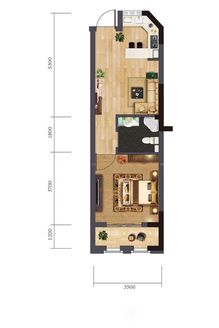 2023整体56平方一室一厅户型图设计