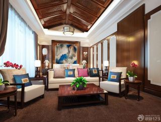 中式风格家庭私人会所组合沙发摆放图片