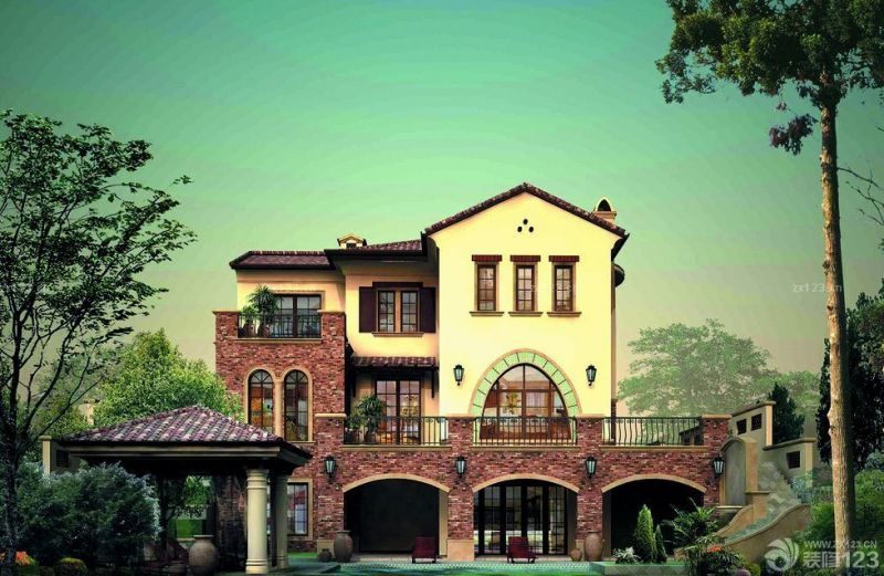 2025美式乡村风格别墅外墙瓷砖效果图欣赏