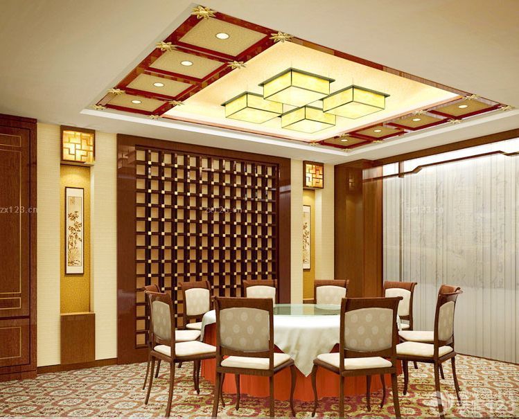 中式私人会所吊顶设计效果图欣赏