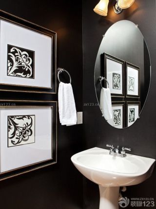简约风格洗手间黑白装饰画效果图