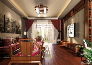  中式古典风格客厅窗帘装修设计图片大全