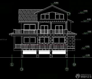 最新美式乡村别墅建筑立面图设计图片