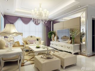欧式风格家具白色电视柜设计图片