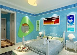 美式风格10平米儿童房床头背景墙设计效果图欣赏