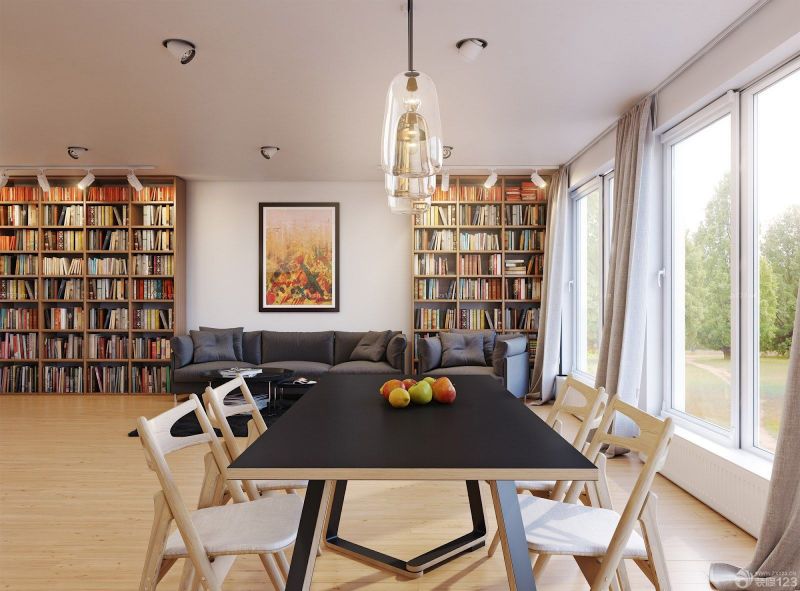 最新90平米复式楼客厅兼书房装修设计效果图片