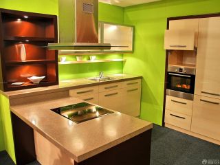 绿色墙面厨房金牌橱柜装修效果图片大全
