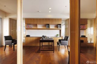 大气日式书房浅棕色木地板装修图片欣赏