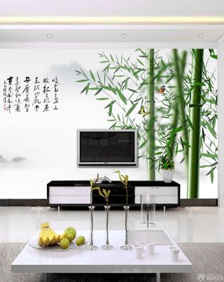 2023中式风格电视背景墙壁纸设计图片