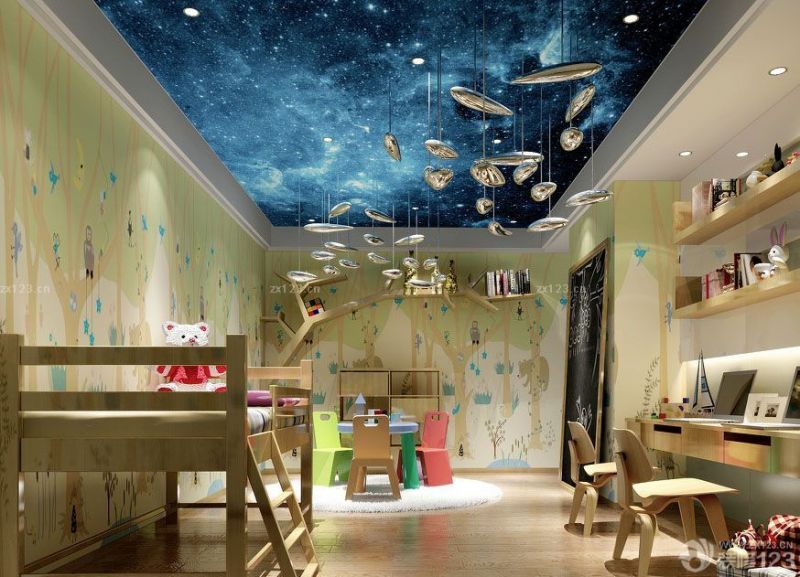 2023创意儿童房间手绘墙画设计图片