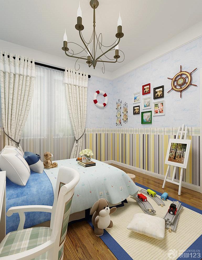 2023地中海风格儿童房8平米卧室装修设计效果图
