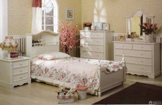 最新美式田园风格女孩卧室白色家具图片
