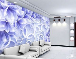 时尚混搭风格3D花朵壁纸背景墙设计图