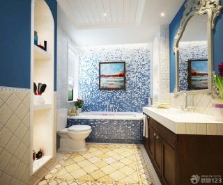 地中海风格按摩浴缸背景墙马赛克瓷砖贴图欣赏