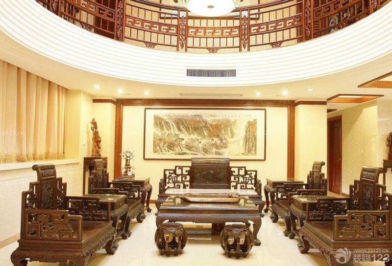 中式私人会所窗帘时尚装饰图片