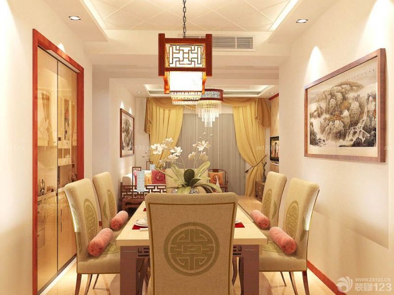 2023最新中式餐厅窗帘设计图片