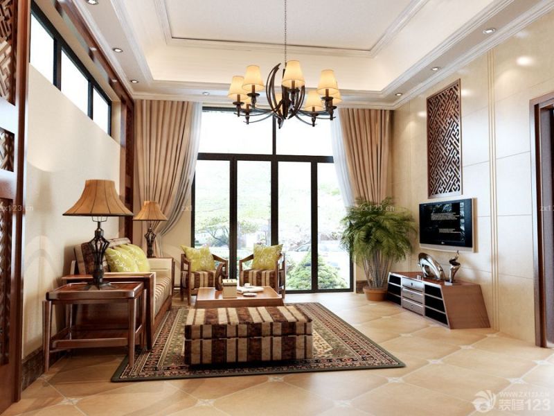 最新中式家装窗帘装饰图片