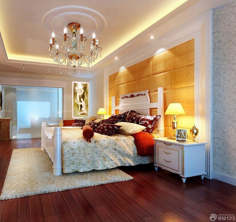 田园风格主卧室吊顶装修设计图2025