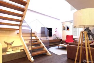 家装60平米小复式玻璃楼梯扶手设计图片