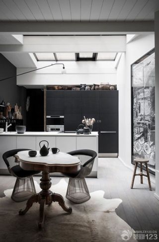 家装90平后现代厨房餐厅一体设计图片