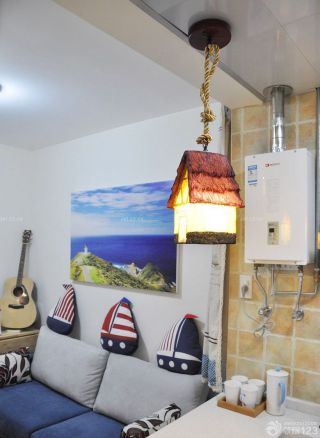 70平米小户型地中海风格厨房吧台吊灯设计图