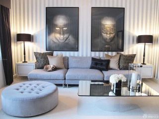 现代风格130平米室内沙发背景墙装修效果图大全2023