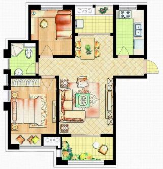 2023最新120平米两室两厅一卫小别墅户型图