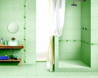 2023家庭浴室绿色瓷砖装修案例