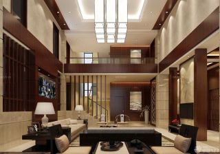 2023中式房屋复式楼中式客厅装修样板房大全130平米