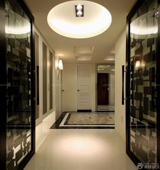 黑白时尚120平米房屋玻璃推拉门装修效果图片