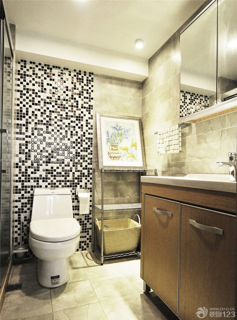 90平米小三房卫生间马赛克墙面装修效果图片大全