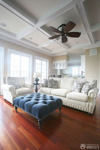 最新80平米两室一厅小户型白色美式沙发装修效果图欣赏